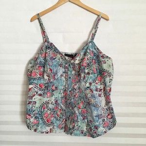 Torrid Womens Blouse Top Size 3 Cotton Blend Spaghetti Strap Button Down